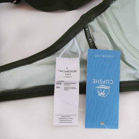 "5/$35" Cupshe Olive Flutter Strap Bikini Top Size L - Picture 11 of 12